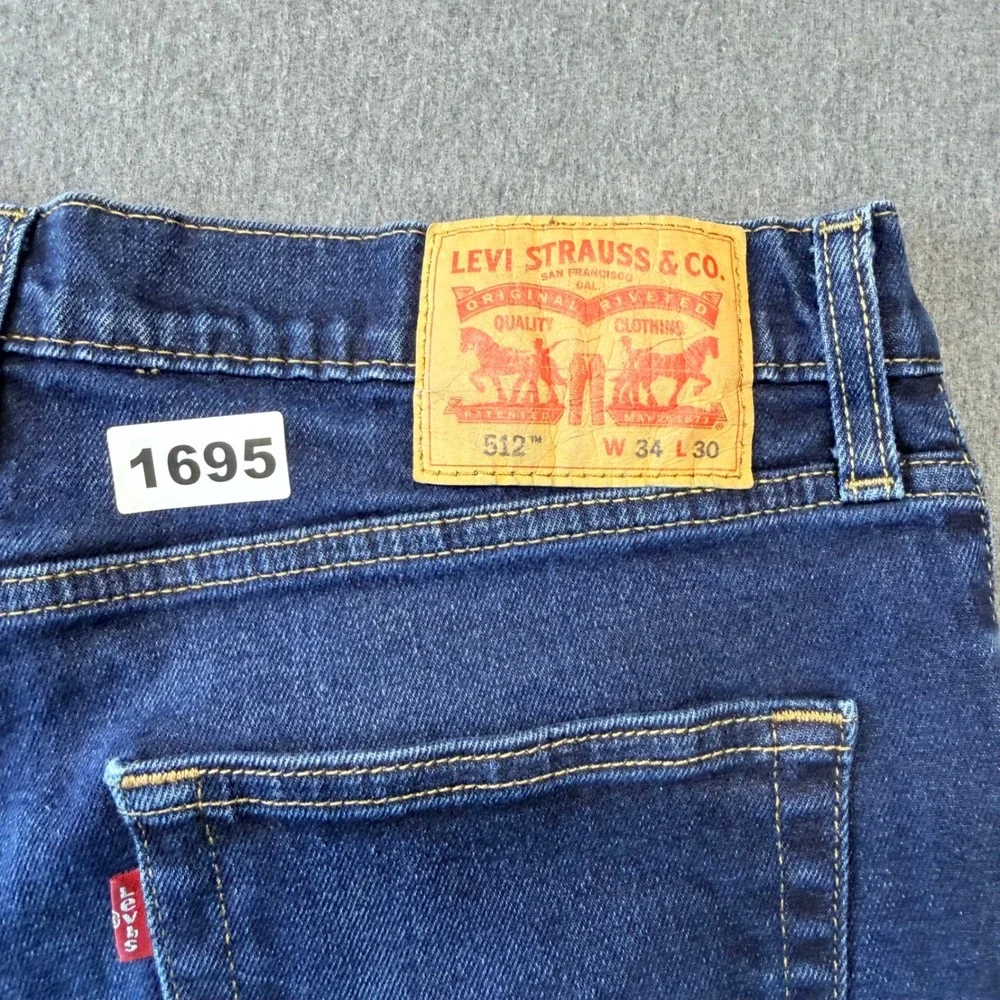 Levis 512 Slim Taper Jeans Mens 34x30 Dark Wash Blue Denim Pants